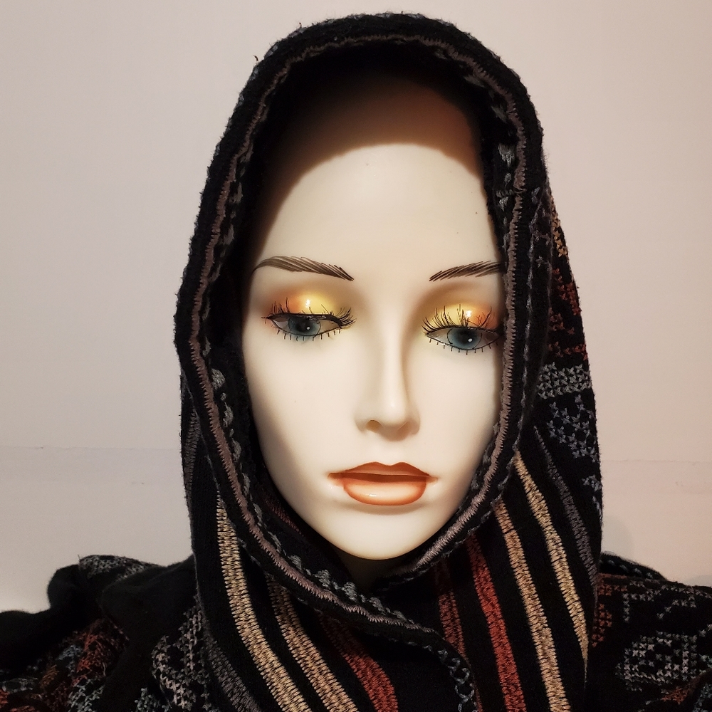 Johnny Was Biya cotton/wool blend black embroidered hooded cardigan sweater. S. - Picture 12 of 14
